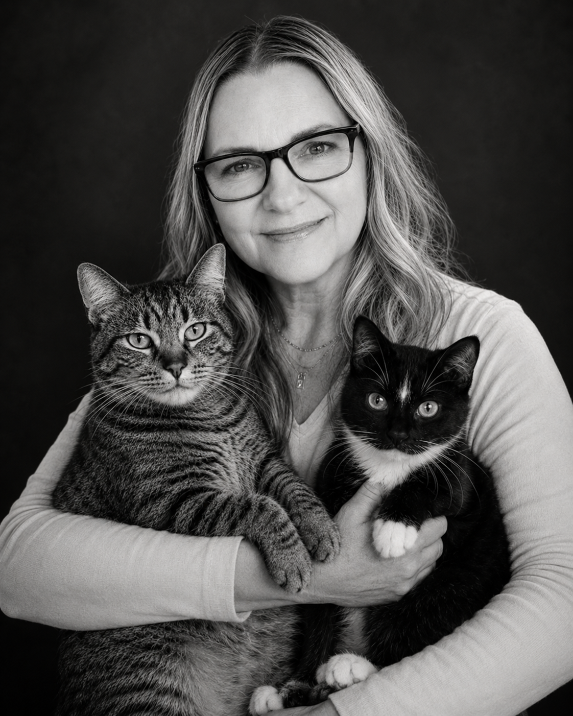 Patty with her rescue cats